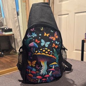Colorful Mushroom and Butterfly Sling Bag